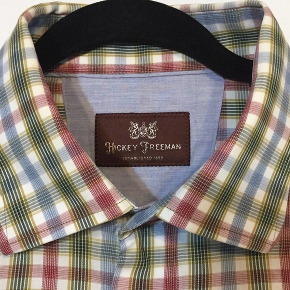 HICKEY Freeman Men's Button Up Lightweight Plaid Collared Dress Shirt Size L - Picture 2 of 6